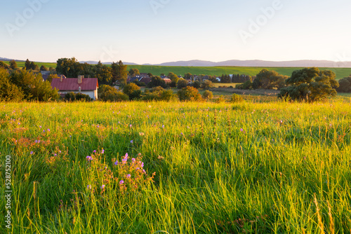 Rural landscape of Turiec region at Raksa village, Slovakia. photo