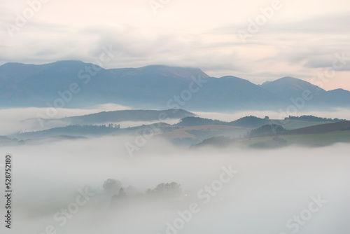 Foggy turiec Basin and Mala Fatra mountain range, Slovakia.