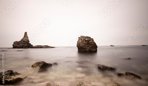 Cape Yason (Turkish: Cape Yason) A very choppy sea photographed with a long exposure technique.Thursday (formerly Vona) district, Ordu Province, Turkey photo