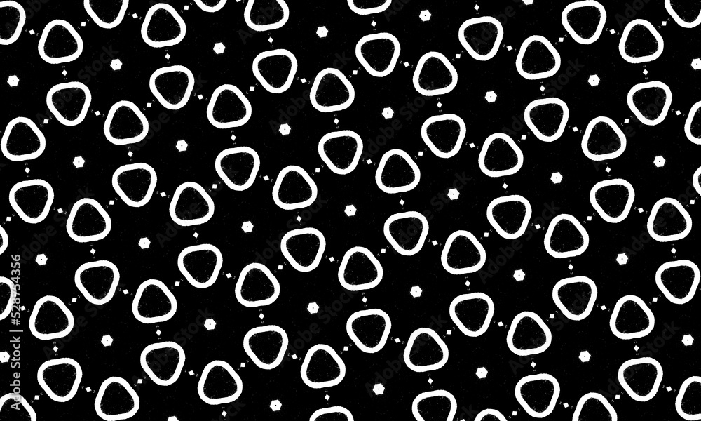 seamless pattern with triangle and circles on blac kand white concept