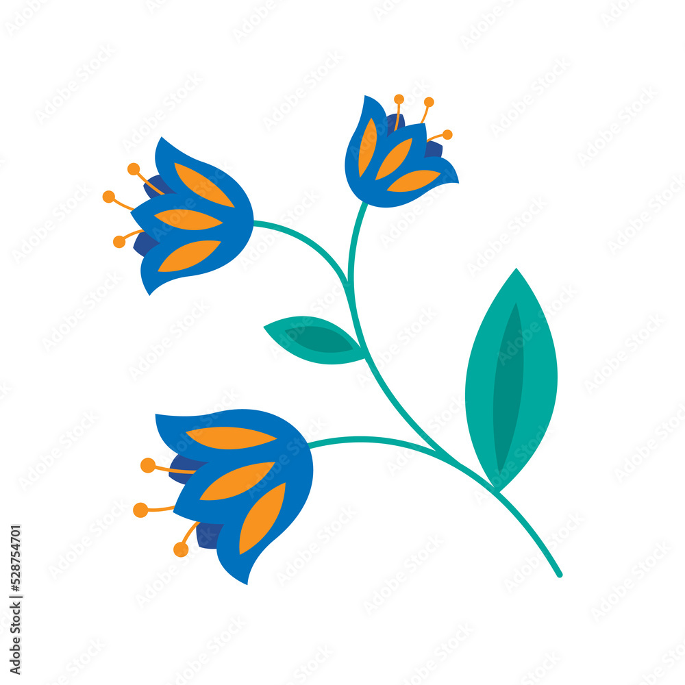 Fototapeta premium Bluebell flowers. Isolated vector illustration.