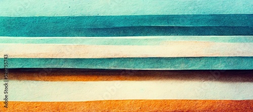 Fotografiet Abstract cold north Atlantic ocean waves and brown sandy beach - minimalistic layered watercolor paper sheets
