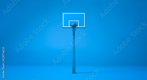 3D rendering, Abstract Basketball stand and field, blue color background. © Daronk