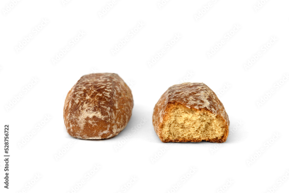 Pile of honey gingerbread cookies isolated on white background. Pile of honey gingerbread cookies isolated on white background.