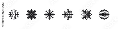Snowflakes icons. Christmas icons. Xmas signs. Snow ornament signs. Vector illustration