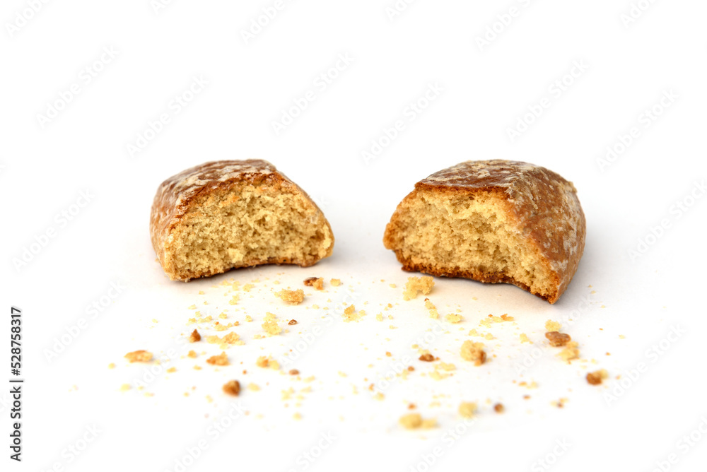 Pile of honey gingerbread cookies isolated on white background. Pile of honey gingerbread cookies isolated on white background.