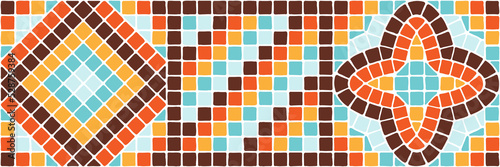 Ancient mosaic tile pattern. Decorative antique stone ornament.