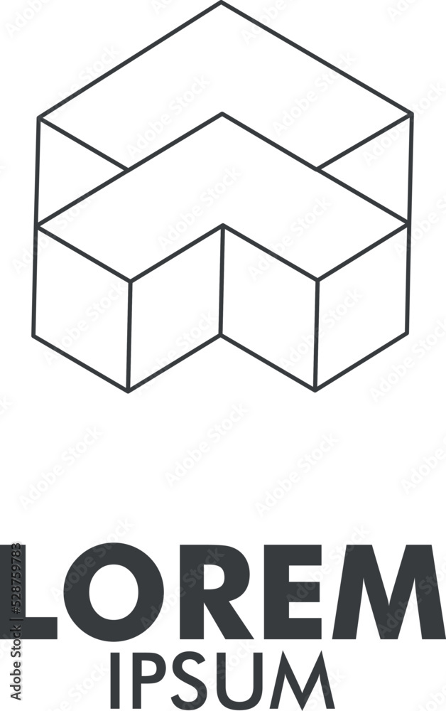 company logo with cube shape, isometric