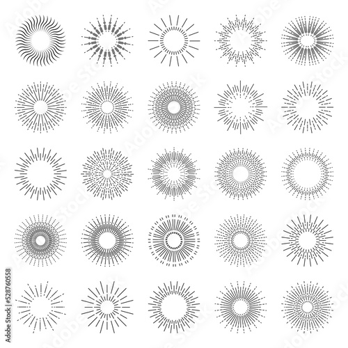 Large vector ray set in the style of outline, for web design and internet.