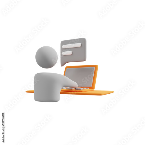 Online meeting, online communication, web chat, education learning 3D icon.