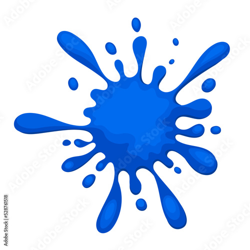 Cuadro en lienzo Blue paintball paint splash flat vector illustration logo icon clipart