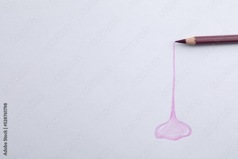 Abstract drawing and color pencil on white background, top view Abstract drawing and color pencil on white background, top view