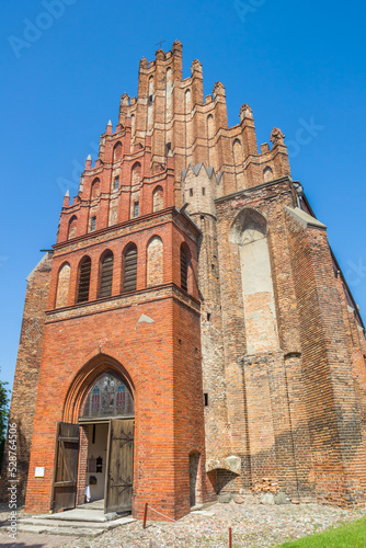 Front facade of the historic church in Chelmno, Poland