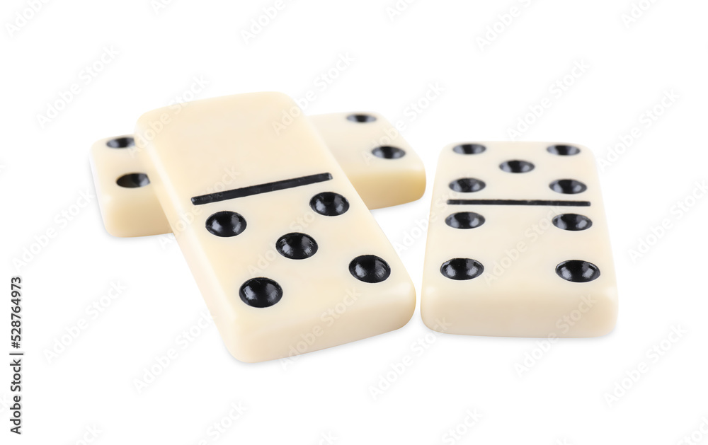Classic light domino tiles on white background Classic light domino tiles on white background