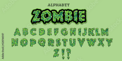 Liquid toxic, radioactive zombie style text. Numbers and symbols.VECTOR