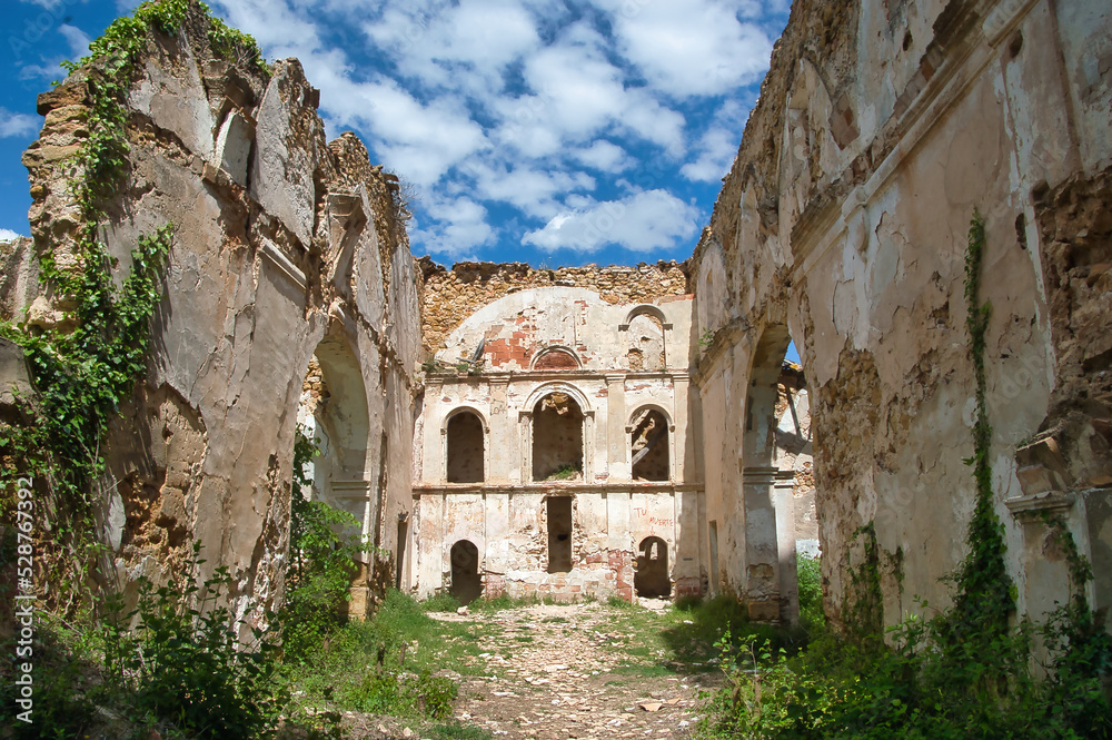 Abandoned church in the ghost town, Marmellar, Tarragona. 