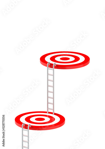 Stairs to the destination and more stairs to the target point. 3D scene.