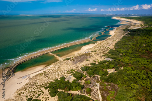 Aerial shot of the Atlantic coastline in Gironde, France photo