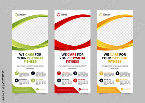 Fitness Roll Up Stand Banner Template Design