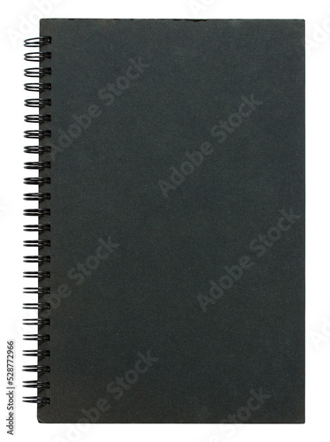 black notebook cover isolated with clipping path for mockup