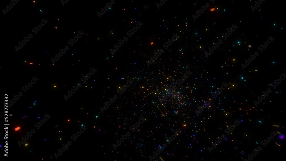 Xmas Bokeh lights. Glowing particles. Abstract background. Galaxy space.