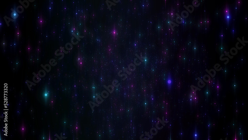 Xmas Bokeh lights. Glowing particles. Abstract background. Galaxy space.