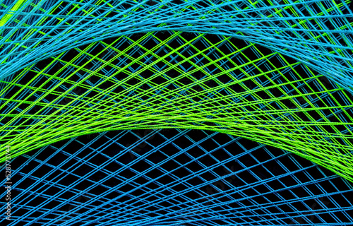 color string art abstract pattern on black background