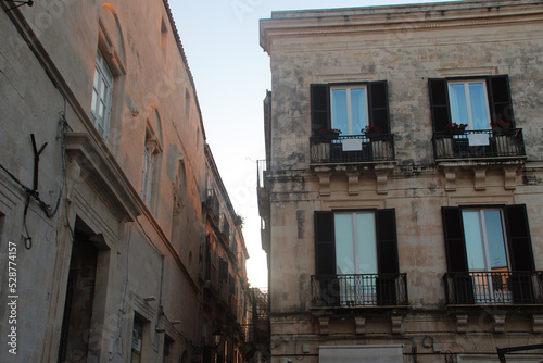 palace or ancient flat building in syracusa in sicily (itlay) 