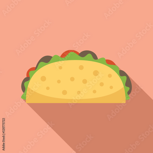 Restaurant taco icon flat vector. Mexican food. Cute mexico