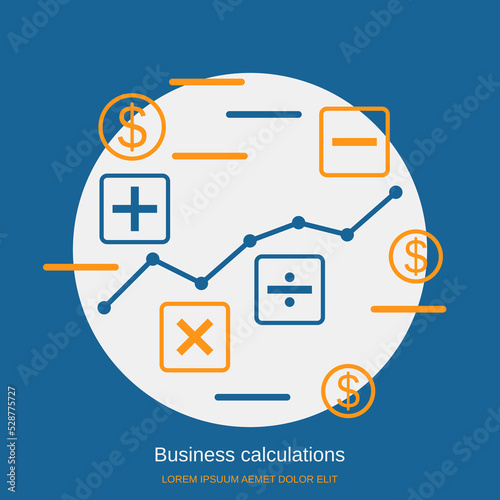 Business calculations flat design style vector concept illustration