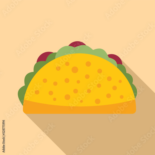 Chicken taco icon flat vector. Mexican food. Cooked meal