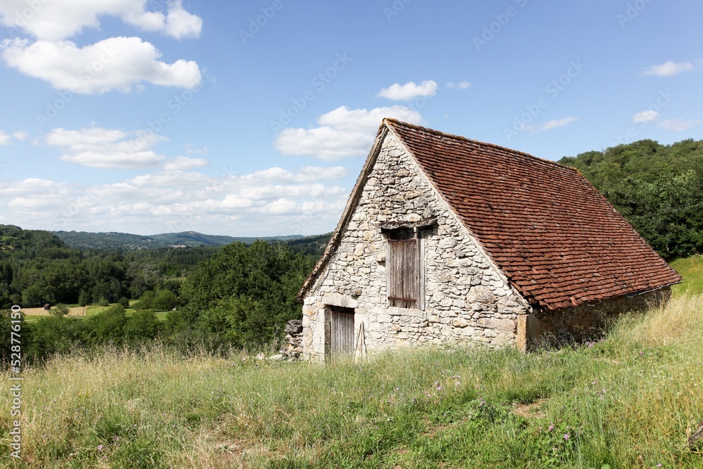 Landscape in Lacave commune, Lot department, France Landscape in Lacave commune, Lot department, France
