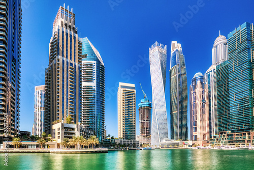 Dubai Marina during a Sunny Day, United Arab Emirates