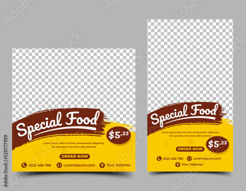 Food promotion social media post and story template design