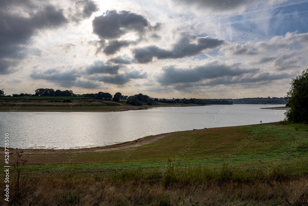 View of Bewl Water in late summer on a cloudy afternoon, Kent, England