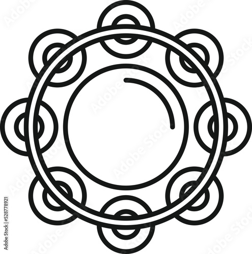 Timbrel tambourine icon outline vector. Music drum. Concert bell