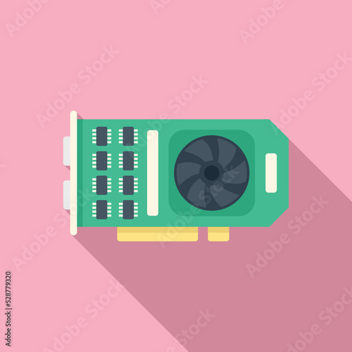 Motherboard gpu icon flat vector. Computer card. Digital memory