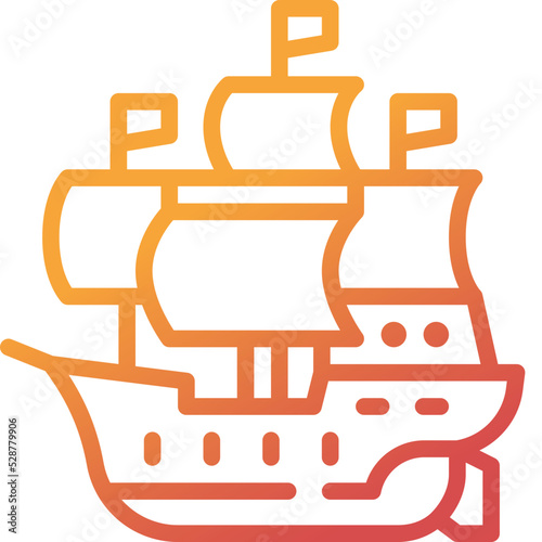 mayflower ship gradient line icon