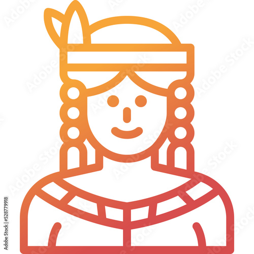 native american woman gradient line icon
