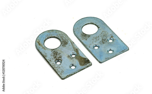 two eyelets for a padlock on a white background