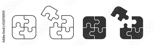 Puzzle icon. Jigsaw symbol. Sign prefabricated square vector.