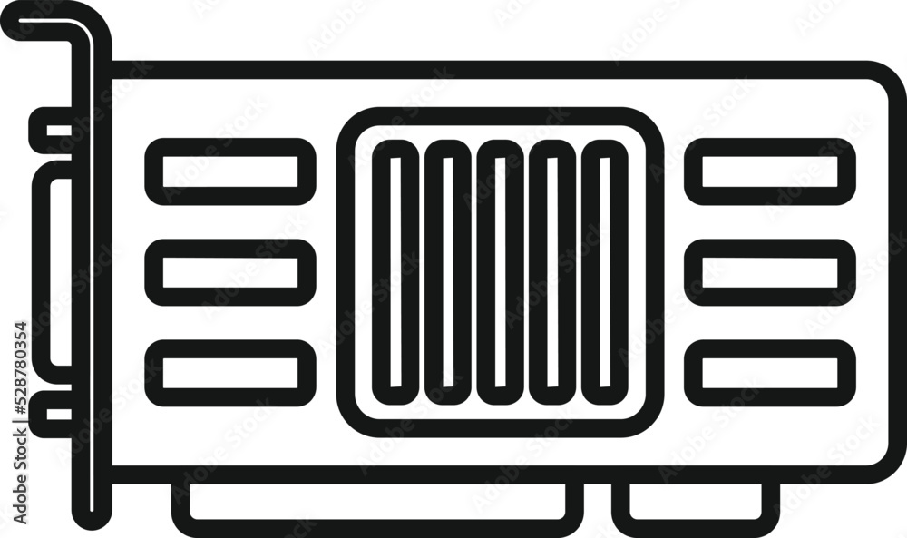 Chip gpu card icon outline vector. Graphic pc. Cpu fan Chip gpu card icon outline vector. Graphic pc. Cpu fan