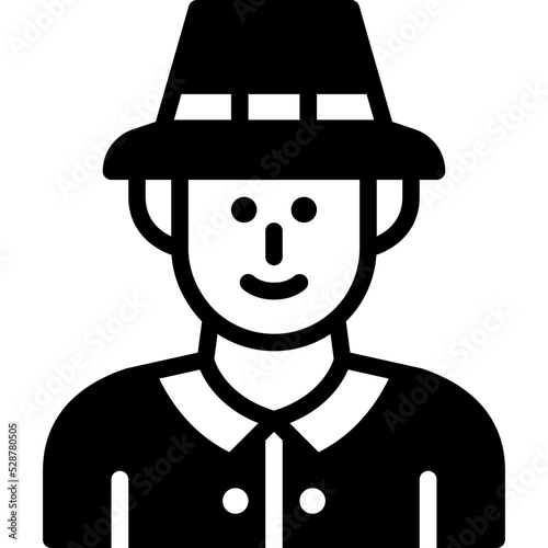 pilgrim man solid line icon