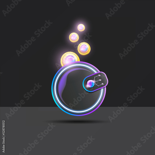 Cryptocurrency digital wallet concept illustration with wallet isolated on grey background. Crypto wallet label, icon, mobile app icon, button, social media post, banner and poster design template.