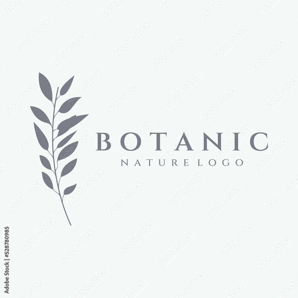 Natural botanical logo organic template vector design with leaves, flowers, stems. With minimalist outline, elegant.Suitable for beauty, badge,wedding and business. Natural botanical logo organic template vector design with leaves, flowers, stems. With minimalist outline, elegant.Suitable for beauty, badge,wedding and business.