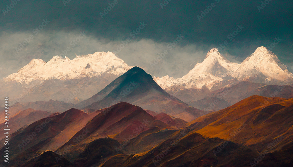 Andes mountains snow peak cloudy sky