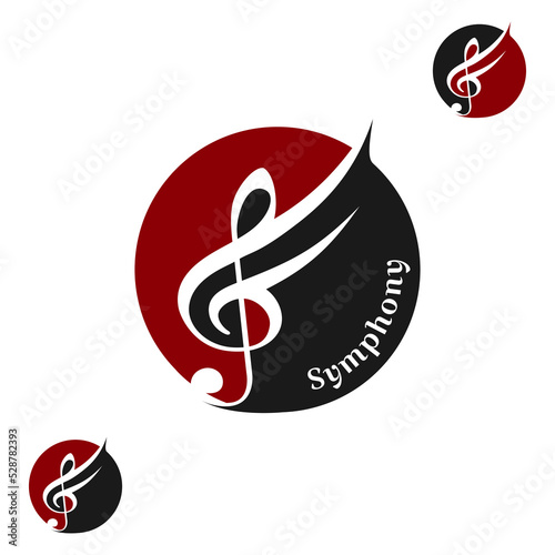 Clef Key Musical Notes With Wings For Music Class Logo Or Symphony Band