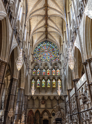 Westminster Abbey South Transept Interior and Rose Window in London