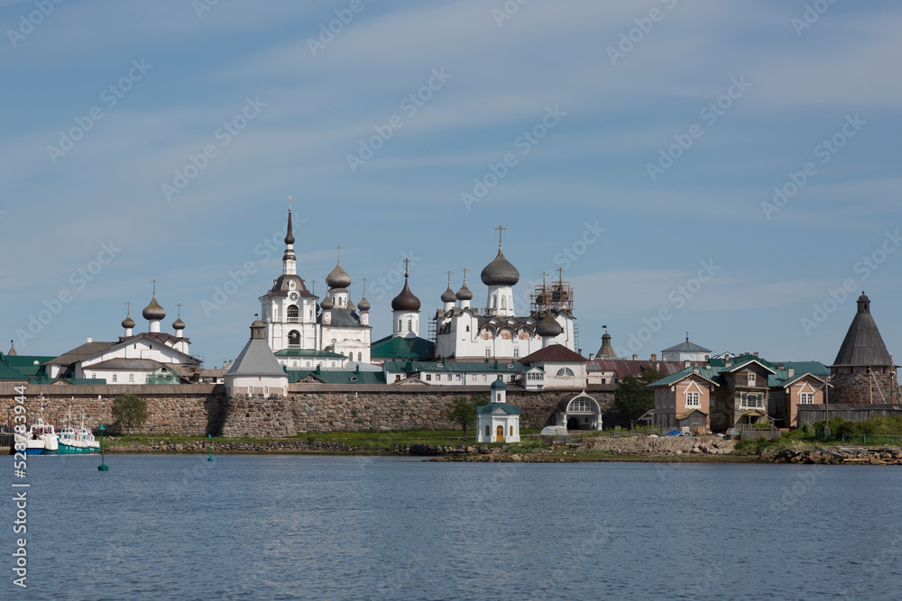 View of Solovetsky monastery in summer day. Russia