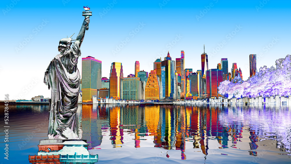 Obraz premium Lower Manhattan New York City Illusration